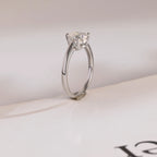 Solid Gold Heart Moissanite Engagement Ring, Anniversary Gift