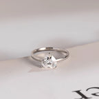 Solid Gold Heart Moissanite Engagement Ring, Anniversary Gift