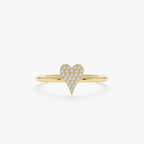 0.07 TCW Round Cut Micro Pave Heart Shape Moissanite Minimalist Ring