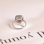 Solid Gold Cushion Cut Moissanite Engagement Ring, Pave Promise Ring