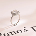 Solid Gold Cushion Cut Moissanite Engagement Ring, Pave Promise Ring