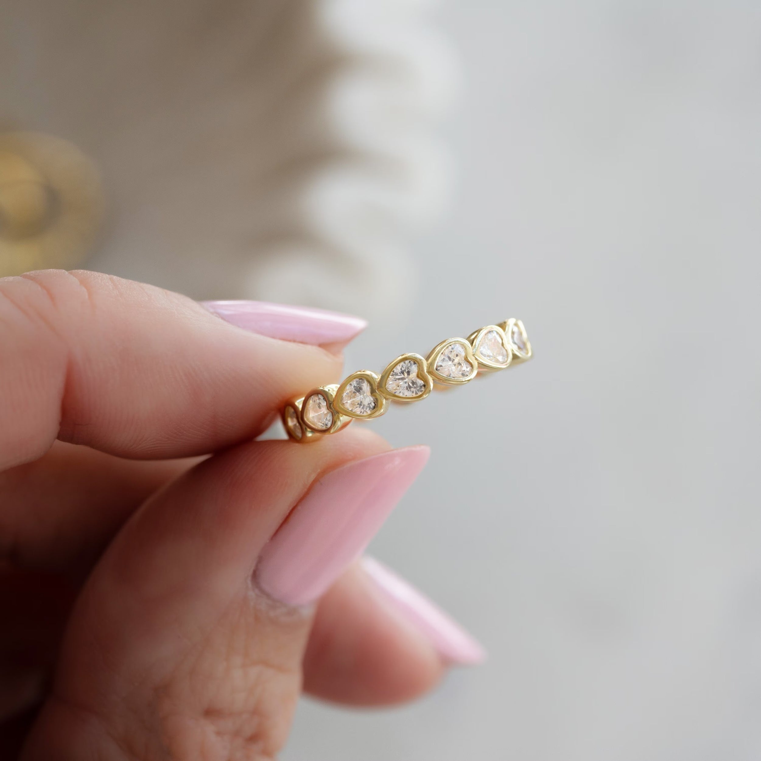 3.0 TCW Heart Cut Unique Eternity Moissanite Wedding Band Secondary image