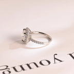 Solid Gold Cushion Cut Moissanite Engagement Ring, Pave Promise Ring