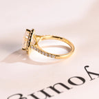 Solid Gold Halo & Half Pave Heart Cut Moissanite Engagement Ring