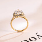 Solid Gold Halo & Half Pave Heart Cut Moissanite Engagement Ring