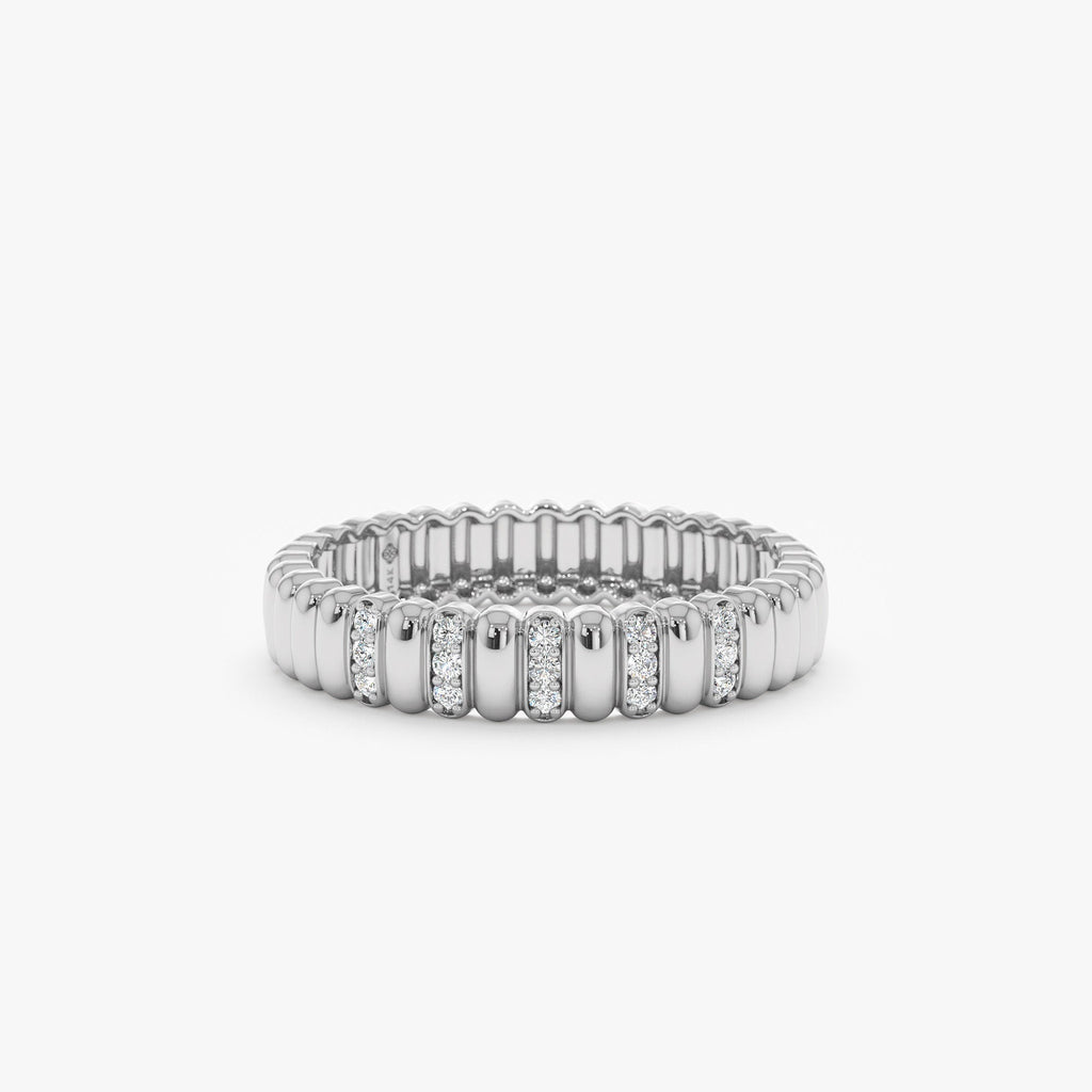 0.08 TCW Round Cut Half Eternity Unique Moissanite Wedding Band