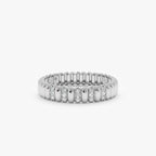 0.08 TCW Round Cut Half Eternity Unique Moissanite Wedding Band