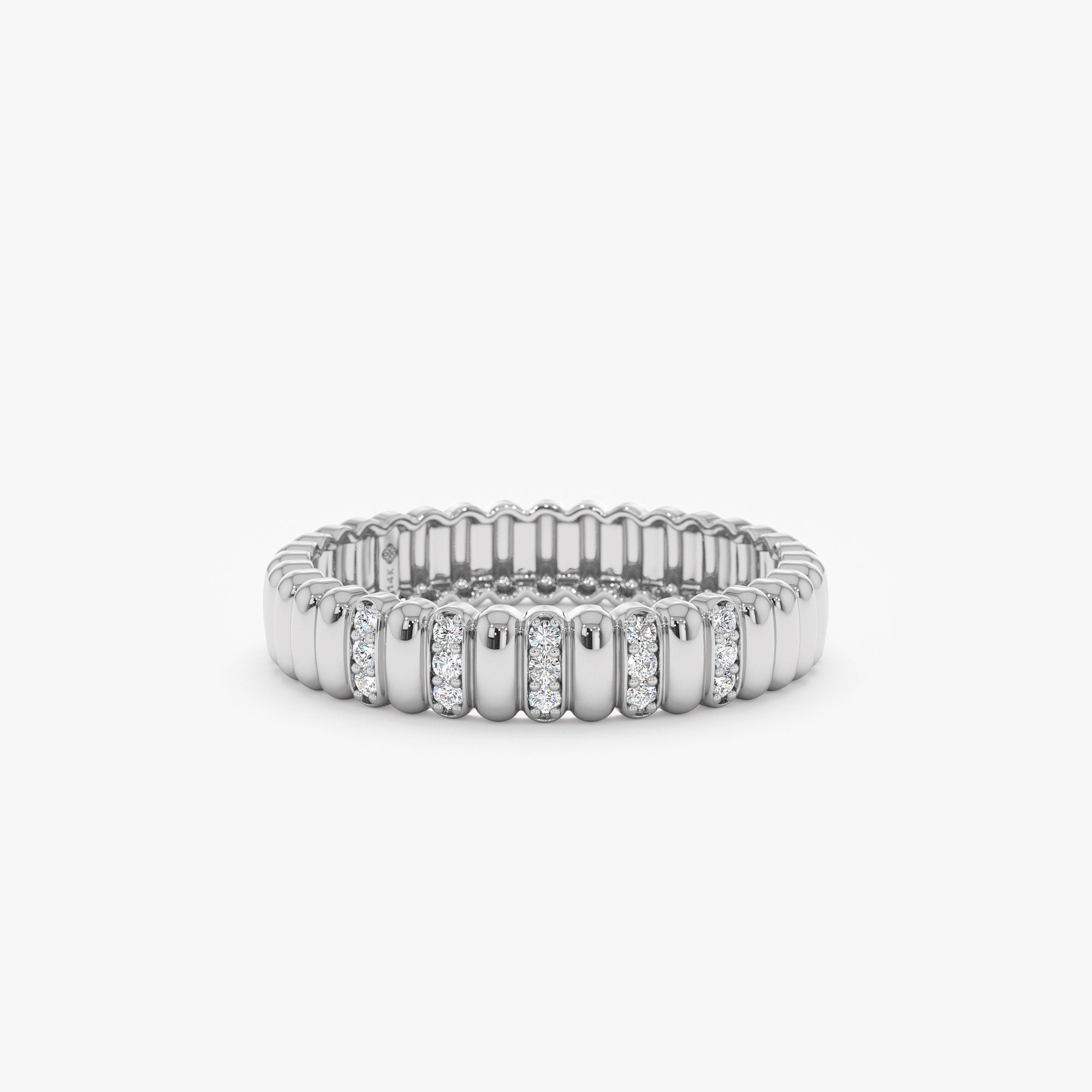 0.08 TCW Round Cut Half Eternity Unique Moissanite Wedding Band