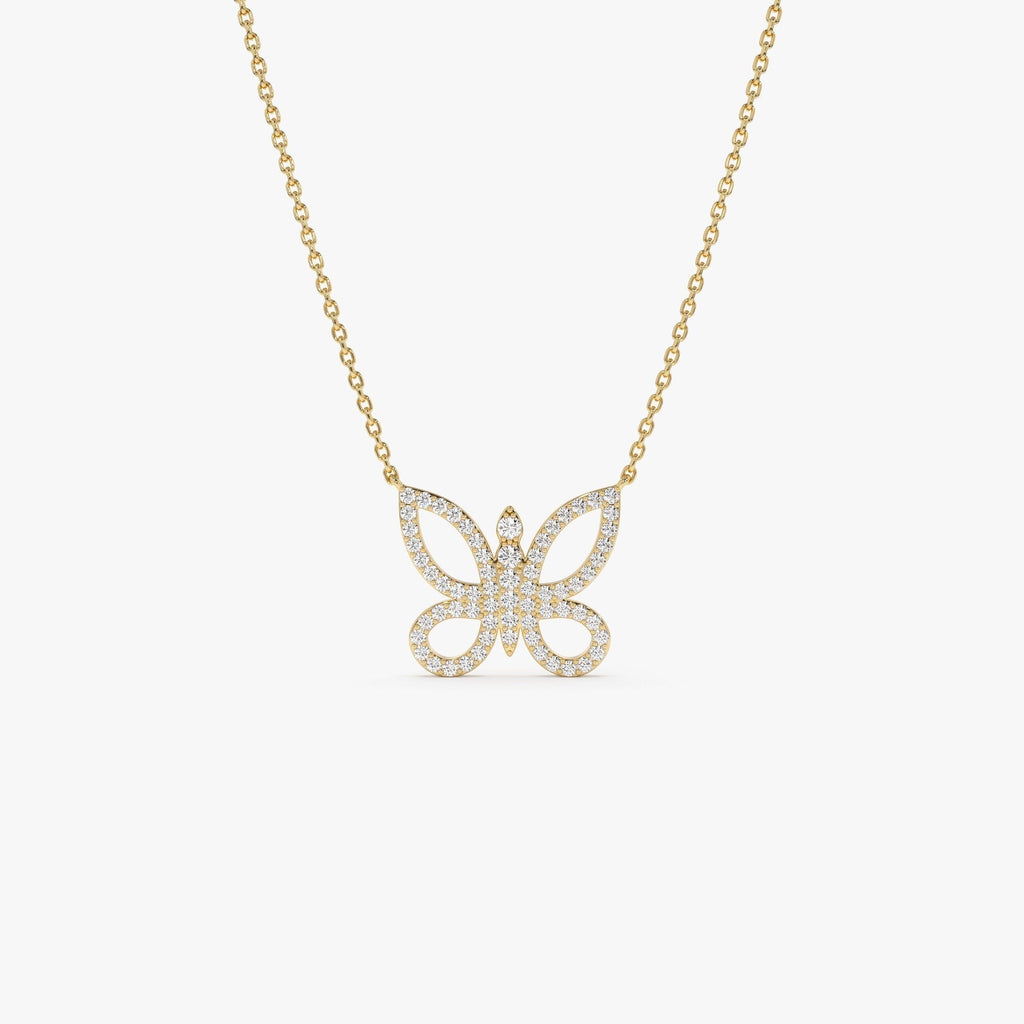 0.35 TCW Round Cut Butterfly Moissanite Diamond Necklace