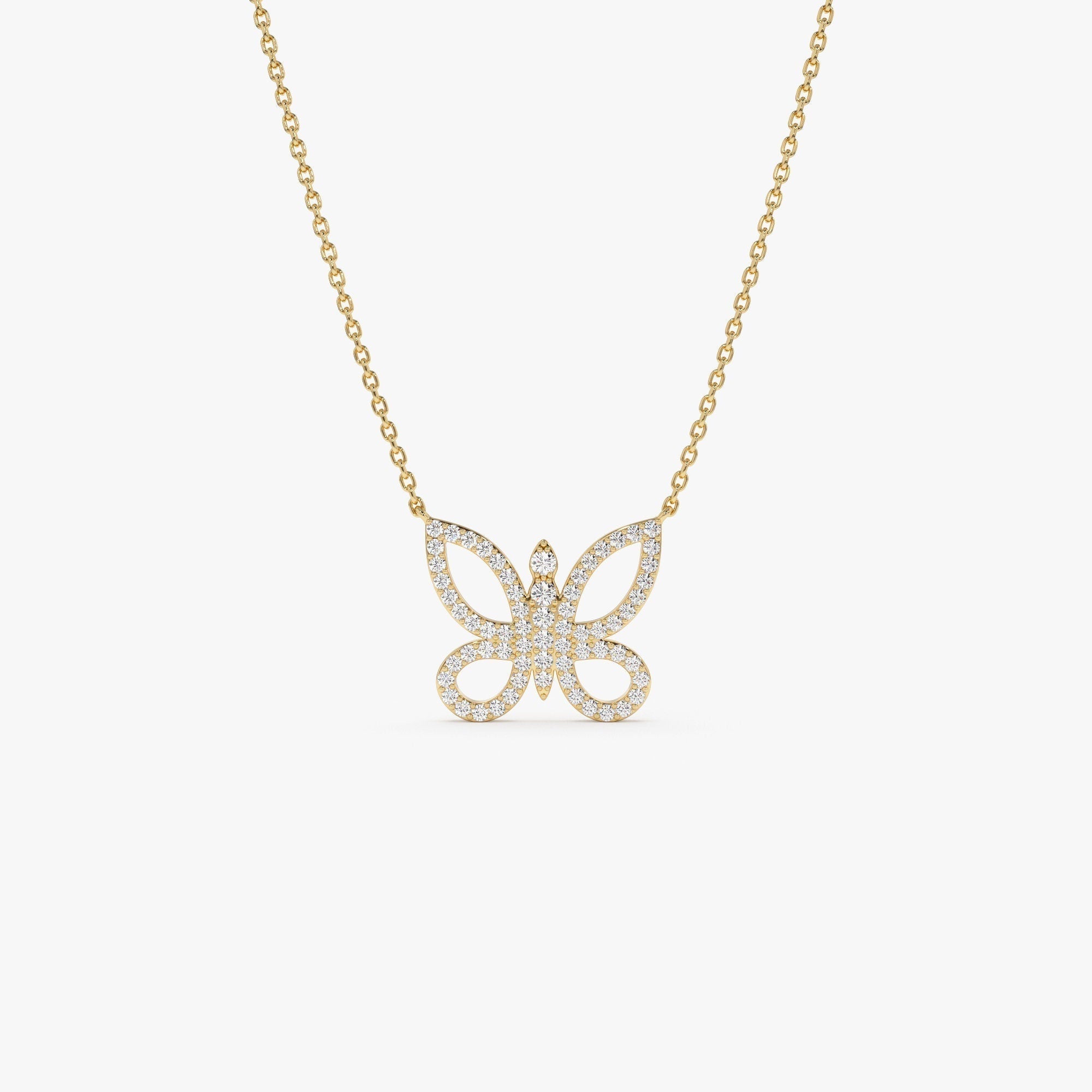0.35 TCW Round Cut Butterfly Moissanite Diamond Necklace
