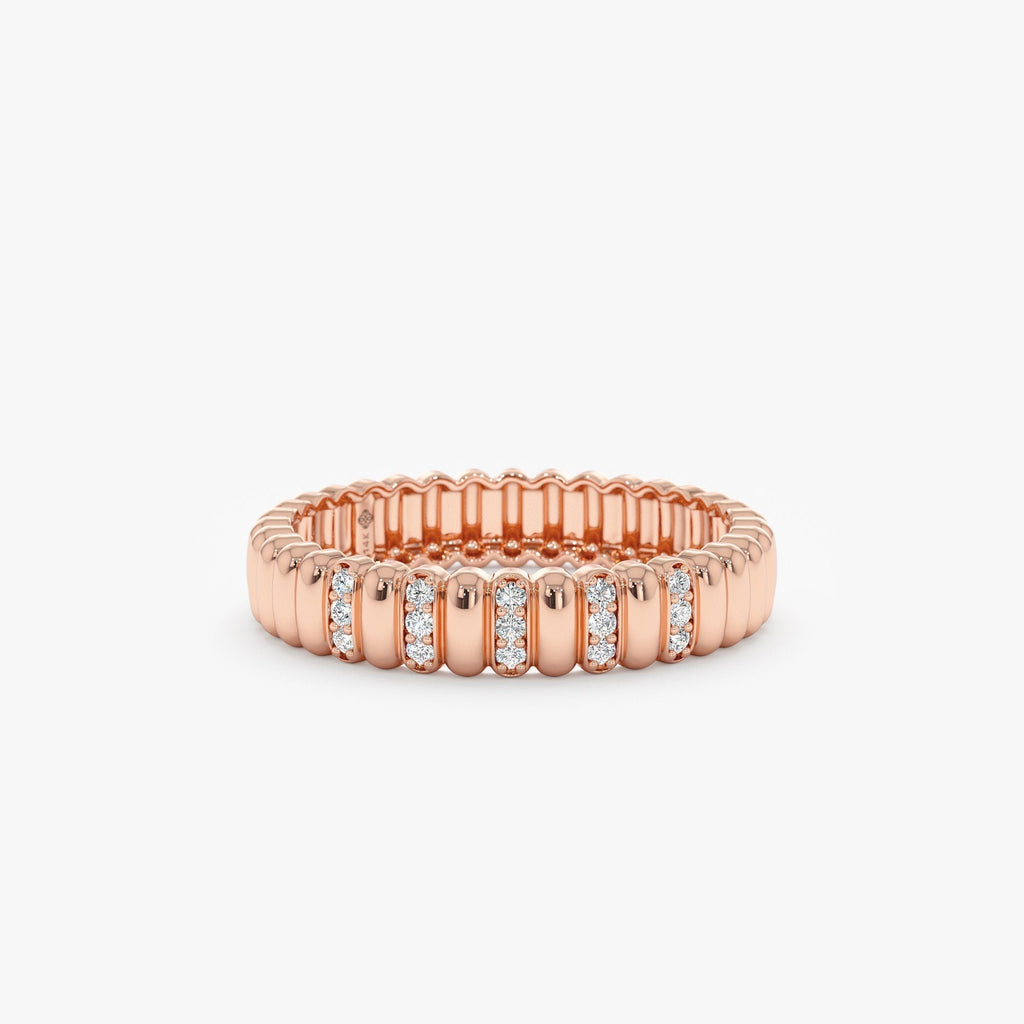 0.08 TCW Round Cut Half Eternity Unique Moissanite Wedding Band