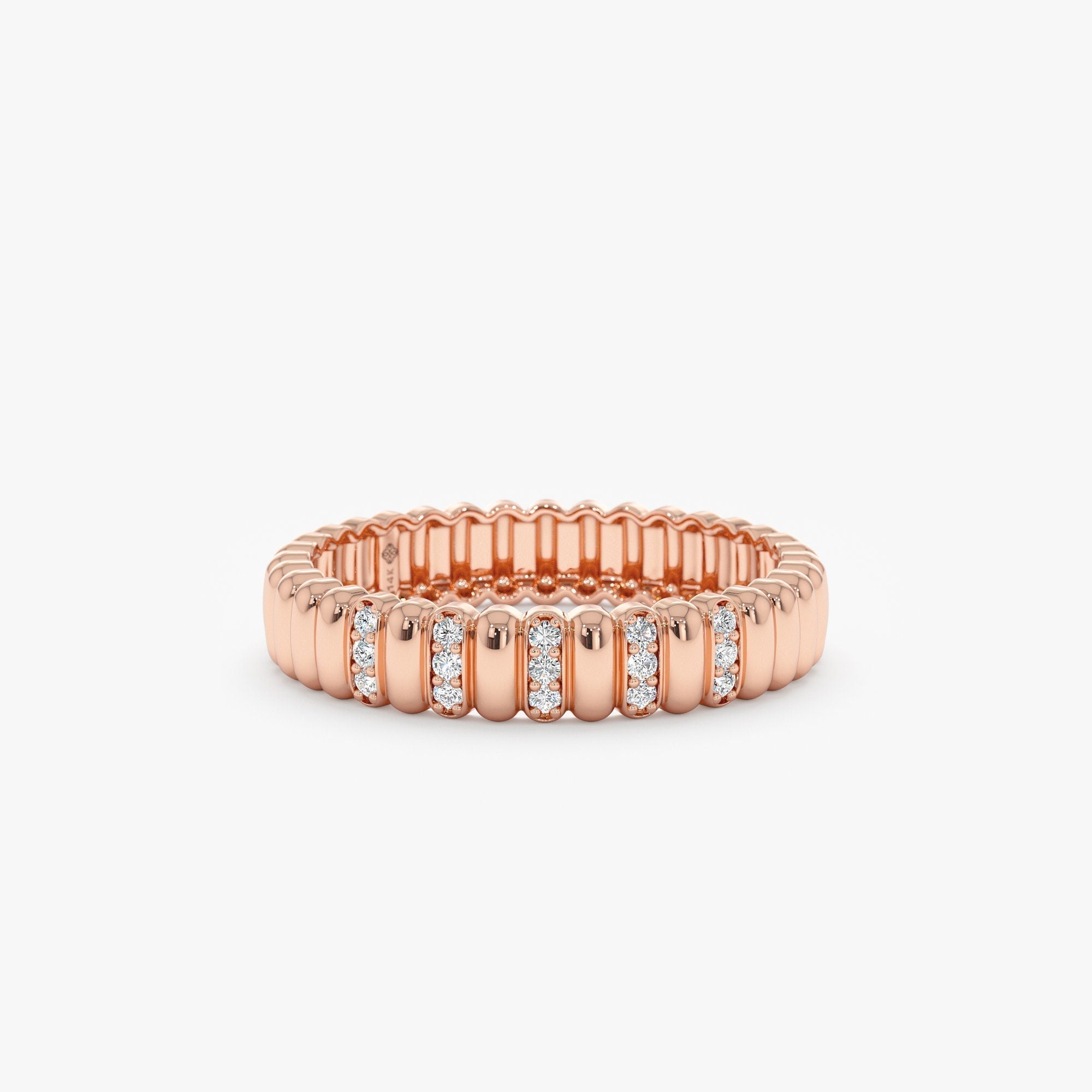 0.08 TCW Round Cut Half Eternity Unique Moissanite Wedding Band