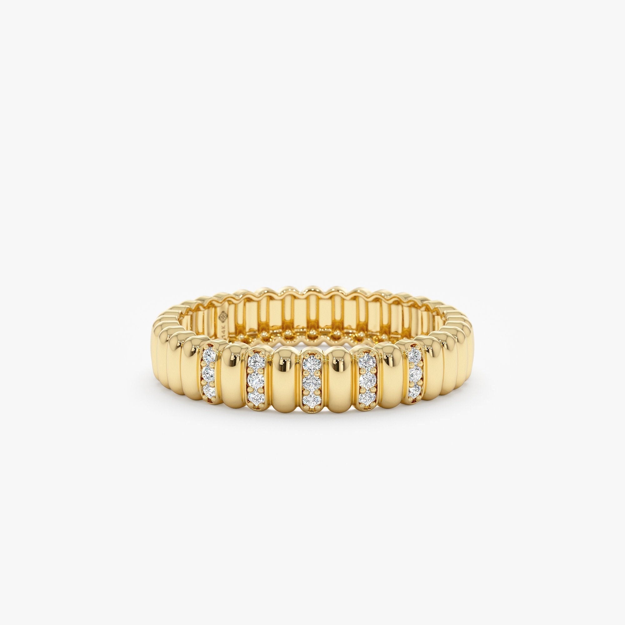 0.08 TCW Round Cut Half Eternity Unique Moissanite Wedding Band Secondary image