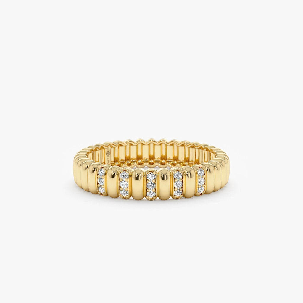 0.08 TCW Round Cut Half Eternity Unique Moissanite Wedding Band