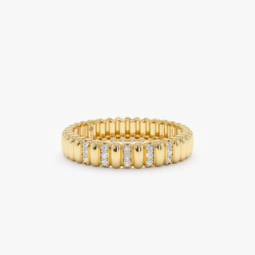 0.08 TCW Round Cut Half Eternity Unique Moissanite Wedding Band