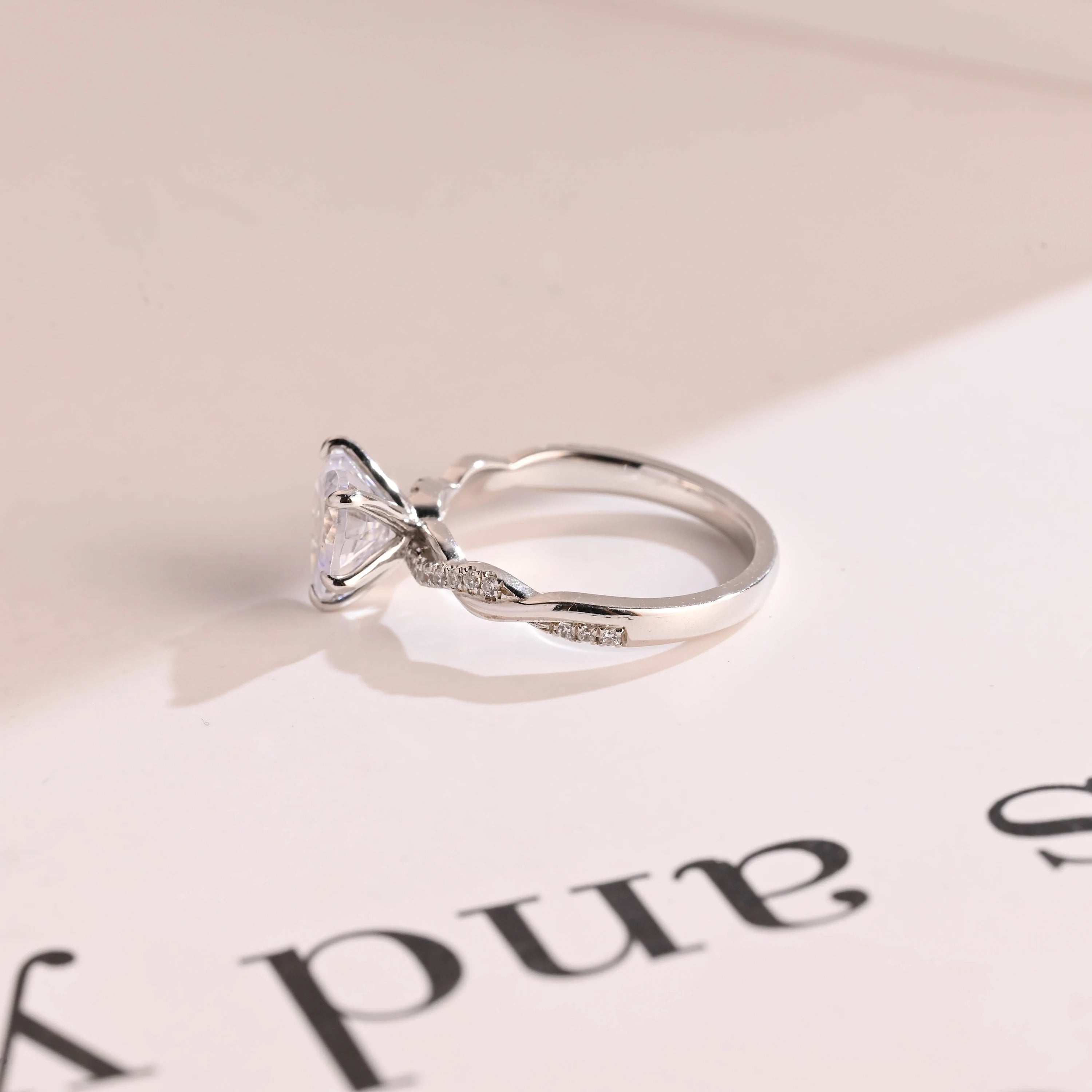 Solid Gold Twisted Band Heart Cut Moissanite Engagement Ring