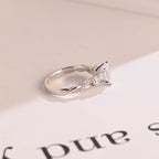 Solid Gold Twisted Double Band Heart Moissanite Engagement Ring
