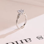Solid Gold Twisted Double Band Heart Moissanite Engagement Ring