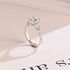 Solid Gold Twisted Double Band Heart Moissanite Engagement Ring