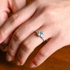 Solid Gold Twisted Double Band Heart Moissanite Engagement Ring