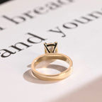 Solid Gold 3mm Band Elongated Cushion Cut Moissanite Engagement Ring, Anniversary Gift for Her