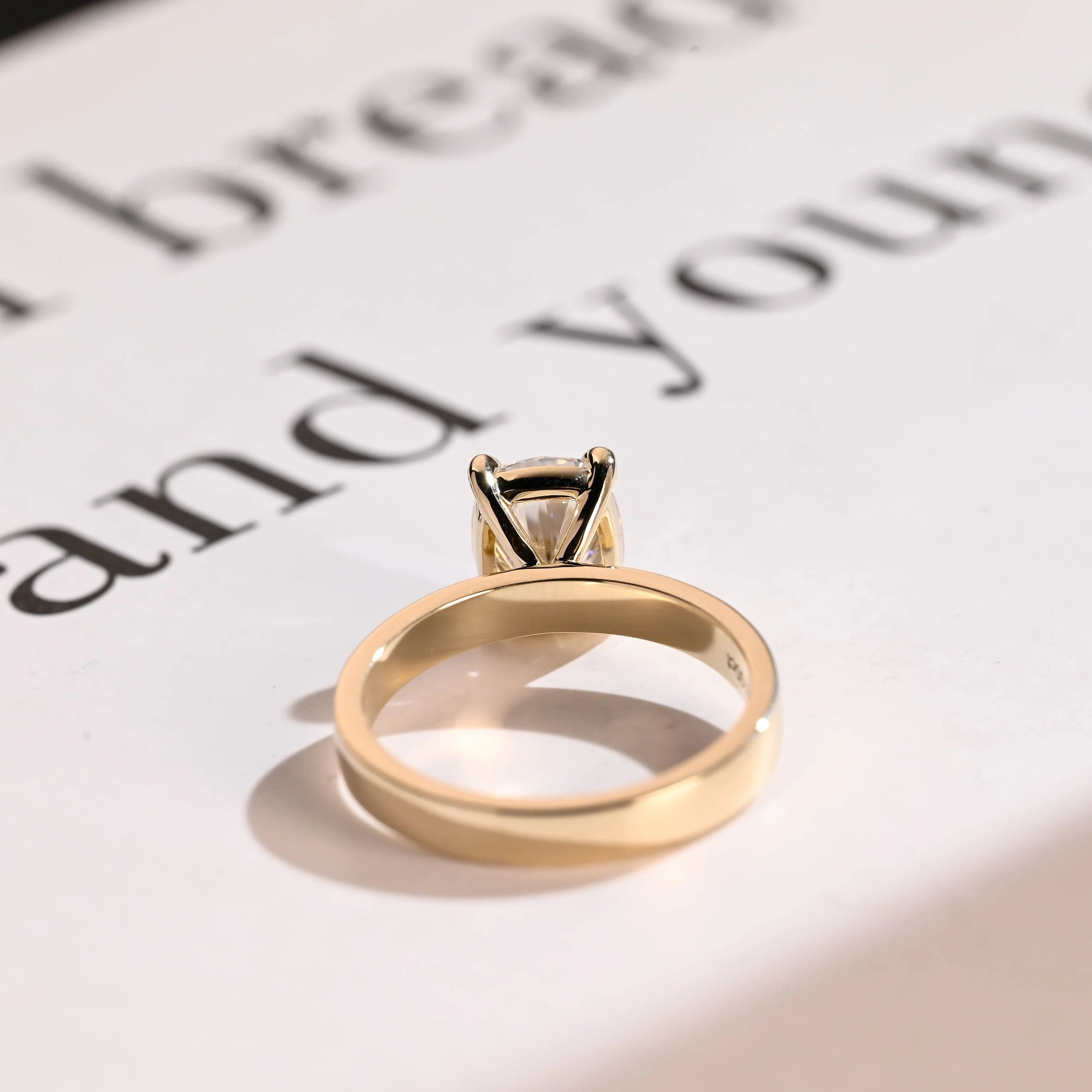 Solid Gold 3mm Band Elongated Cushion Cut Moissanite Engagement Ring, Anniversary Gift for Her