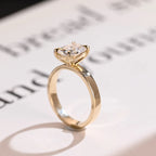 Solid Gold 3mm Band Elongated Cushion Cut Moissanite Engagement Ring, Anniversary Gift for Her
