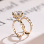 Solid Gold Round Moissanite Engagement Ring Set