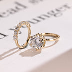 Solid Gold Round Moissanite Engagement Ring Set