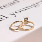Radiant Cut Moissanite Wedding Band Set, Engagement Ring