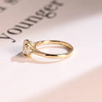 Solid Gold Elongated Cushion Moissanite Engagement Ring with Side Stone, Anniversary Gift