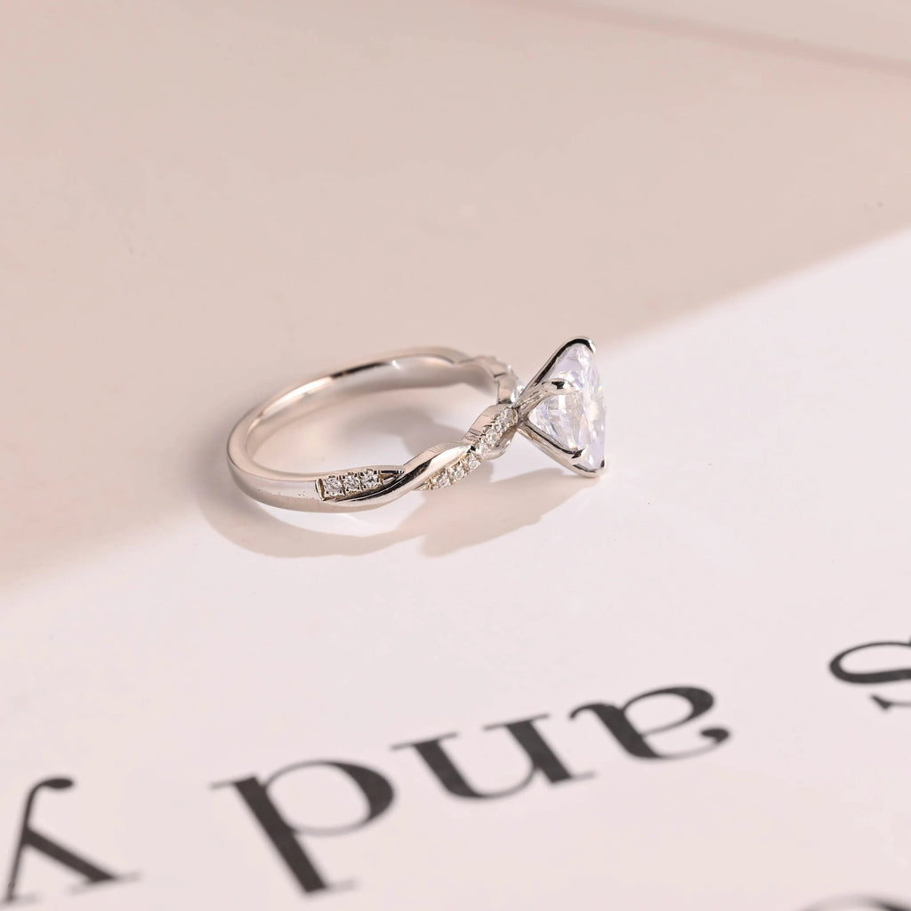 Solid Gold Twisted Band Heart Cut Moissanite Engagement Ring