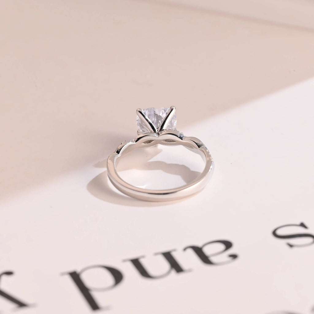 Solid Gold Twisted Band Heart Cut Moissanite Engagement Ring