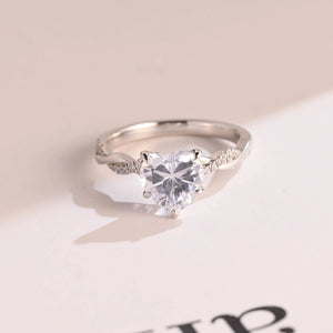 Solid Gold Twisted Band Heart Cut Moissanite Engagement Ring