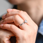 Solid Gold Twisted Band Heart Cut Moissanite Engagement Ring