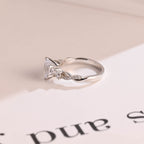 Solid Gold Twisted Double Band Heart Moissanite Engagement Ring