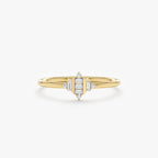 0.08 TCW Baguette & Round Cut Cluster Gold Moissanite Wedding Band