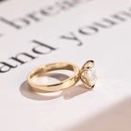 Solid Gold 3mm Band Elongated Cushion Cut Moissanite Engagement Ring, Anniversary Gift for Her