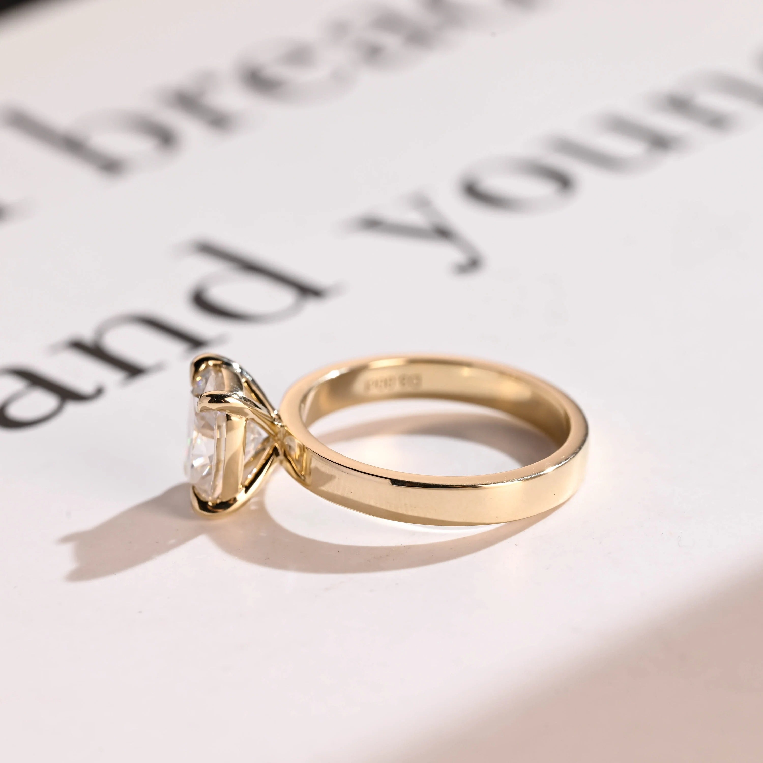 Solid Gold 3mm Band Elongated Cushion Cut Moissanite Engagement Ring, Anniversary Gift for Her
