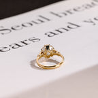 Solid Gold Cushion Moissanite Engagement Ring, Vintage Filigree Ring