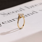 Solid Gold Cushion Moissanite Engagement Ring, Vintage Filigree Ring