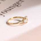 Solid Gold Elongated Cushion Moissanite Engagement Ring with Side Stone, Anniversary Gift