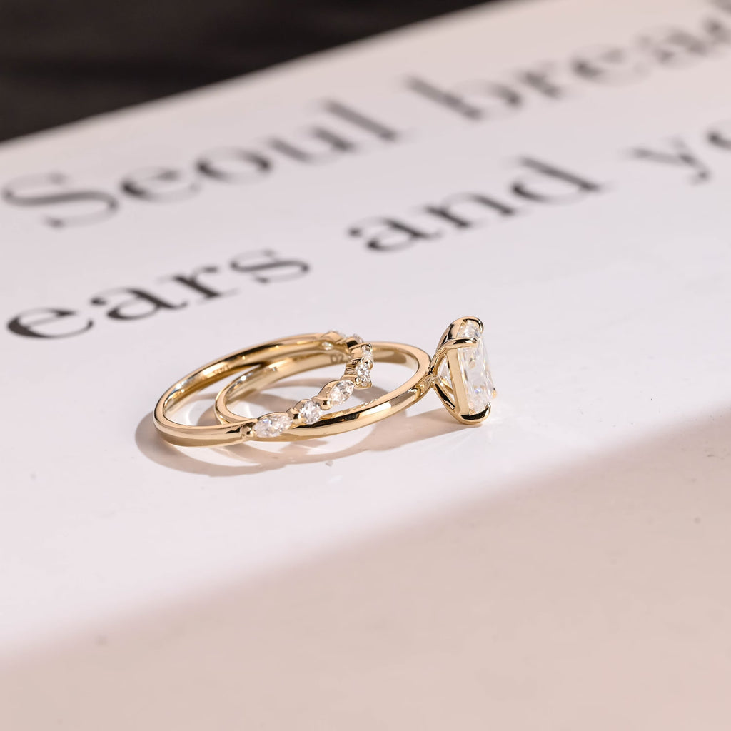 Radiant Cut Moissanite Wedding Band Set eternity wedding band