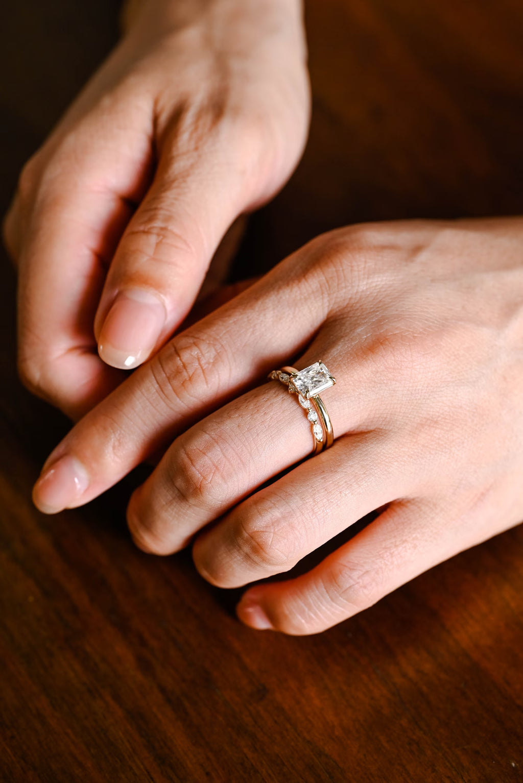 Radiant Cut Moissanite Wedding Band Set eternity wedding band