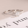 Solid Gold Emerald Cut Moissanite Wedding Band Set