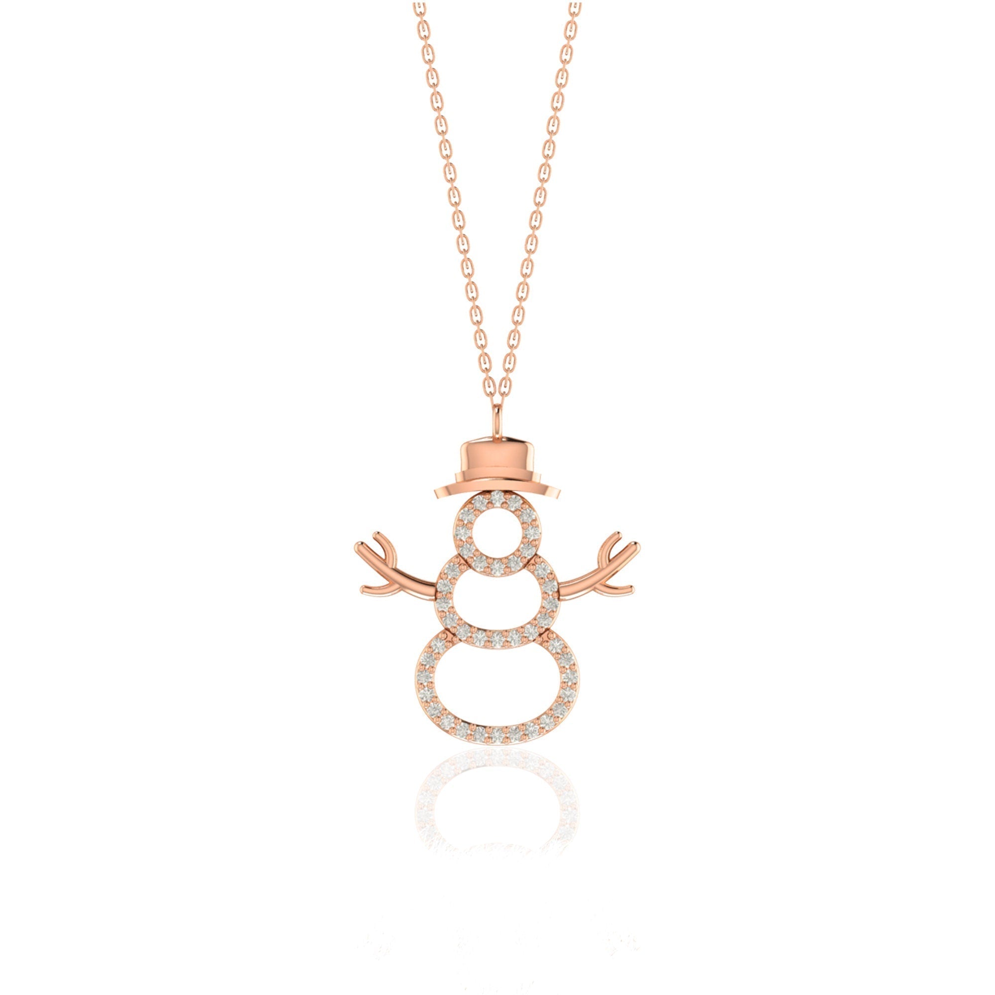 0.25 TCW Round Cut snowman Moissanite Diamond Necklace
