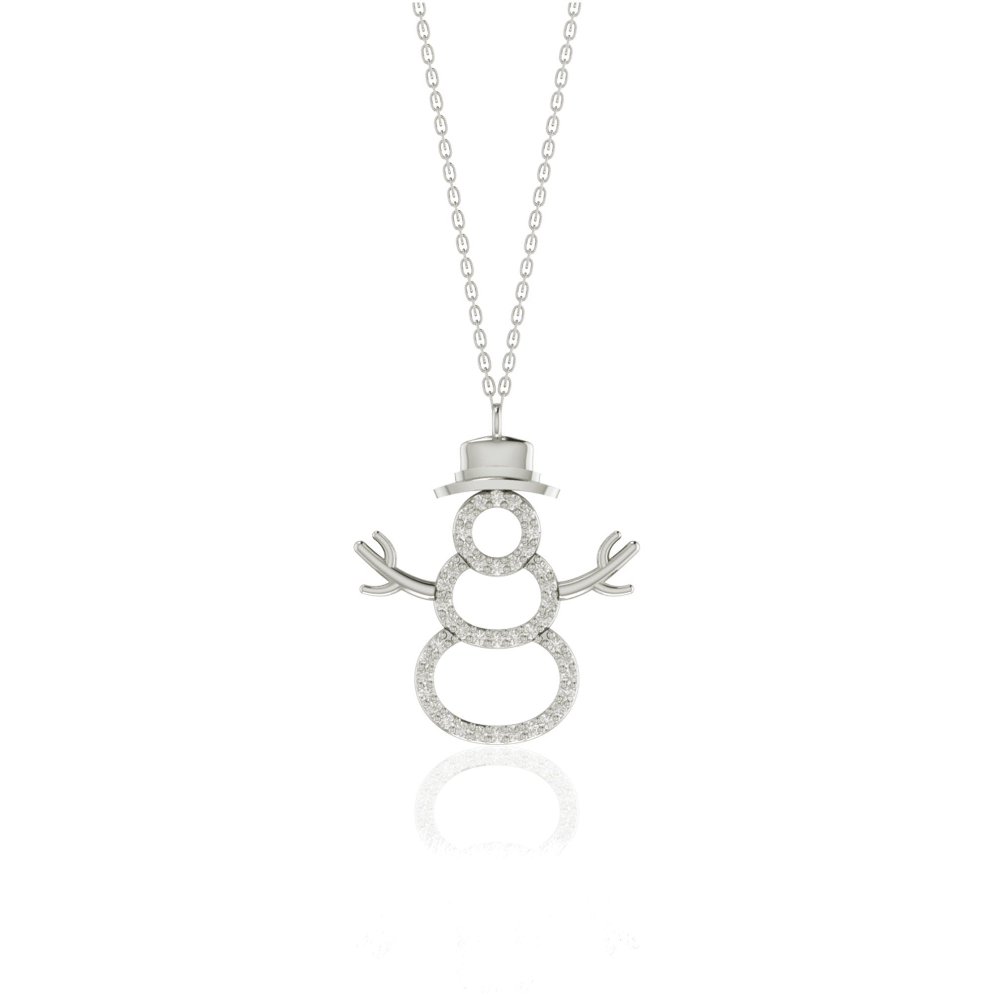 0.25 TCW Round Cut snowman Moissanite Diamond Necklace