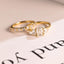 Solid Gold Emerald Cut Moissanite Engagement Ring and Wedding Band Set, Bridal Set