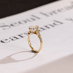 Solid Gold Cushion Moissanite Engagement Ring, Vintage Filigree Ring