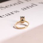 Solid Gold Elongated Cushion Cut Moissanite Engagement Ring, Dainty Ring